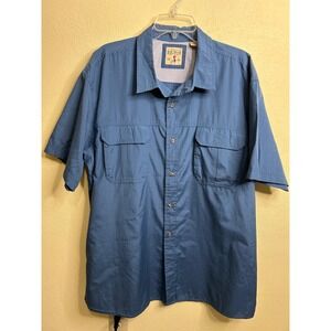 Red Head Brand Co Mens 2XL Blue Short Sleeve Ventilated Fishing Button Down